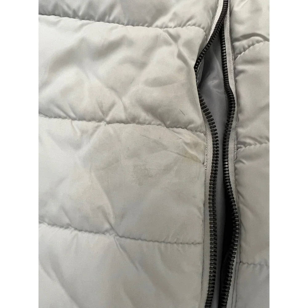 Stoic Puffer Jacket Womens Sz L White Funnel Neck Quilted Full Zip Winter Coat
